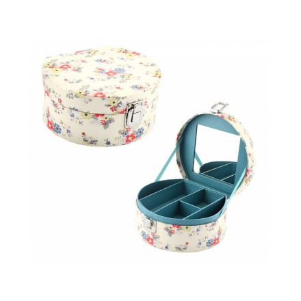 Practical and stylish summer daisy vanity case with multiple compartments.