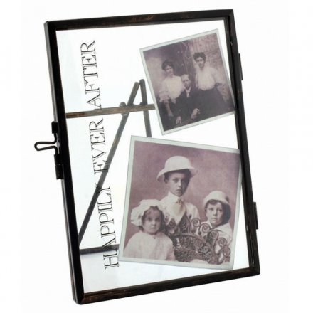 Standing metal picture frame with Happily Ever After text