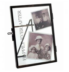 Standing metal picture frame with Happily Ever After text