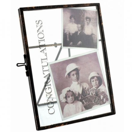 Standing metal picture frame with Congratulations text