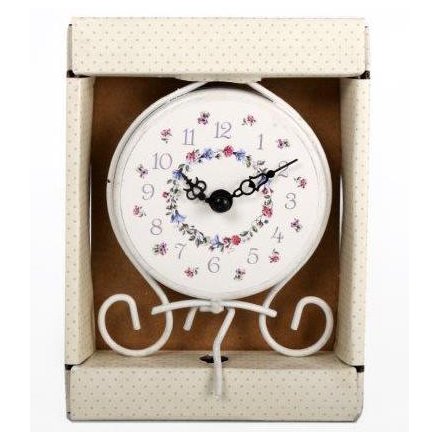 Cream Floral Mini Clock