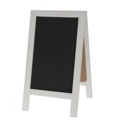 A table top style wooden a-frame blackboard. Ideal for weddings, kitchens and memos.