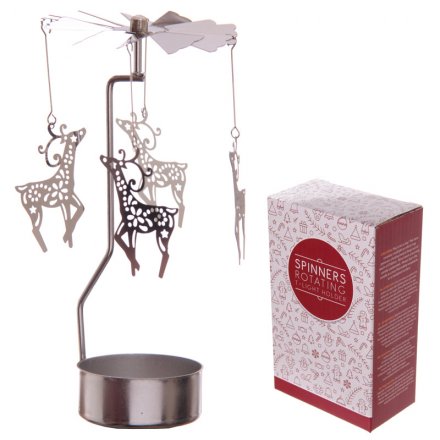 Reindeer Tealight Powered Metal Spinning Decoration