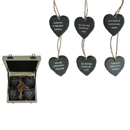 Slate Heart Printed Message Plaque
