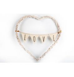 Decorative wicker heart with Love bunting to finish