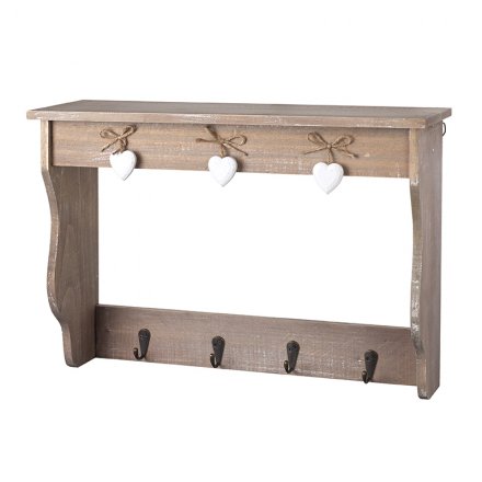 Wooden Hook Shelf Unit