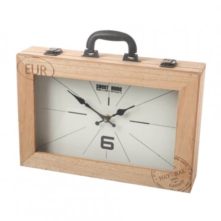 Wooden Suitcase Style Clock