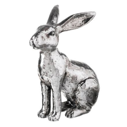 Silver Resin Rabbit 14cm