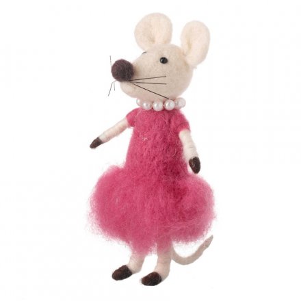 Cute Woollen Mouse In Dress Decoration