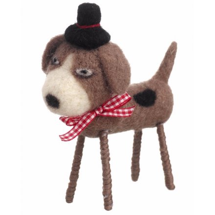 Wool Felt Dog With Hat