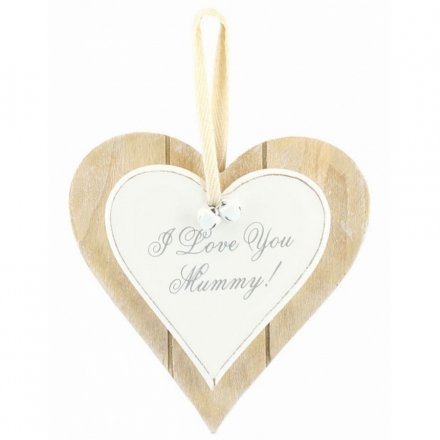 Double Heart Plaque I Love You Mummy  