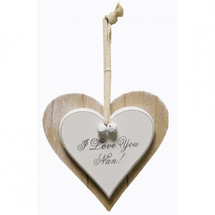 Decorative hanging heart plaque with I Love You Nan