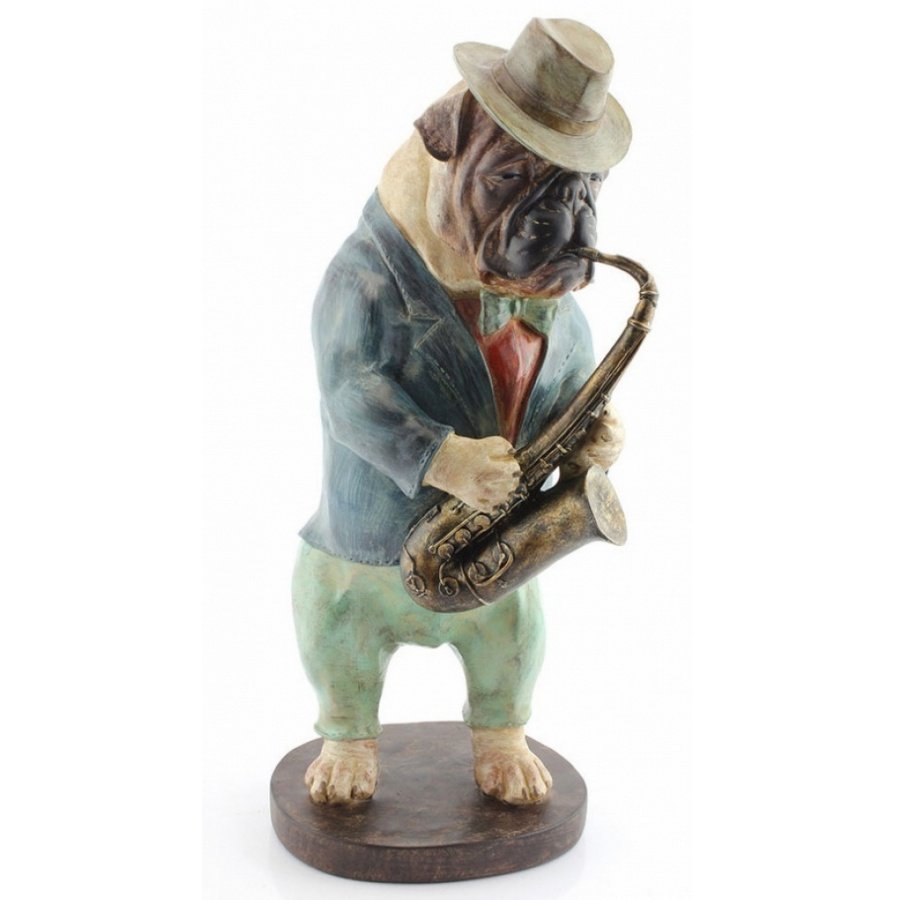 LP27585 / Dog Musician Saxophone, 40cm 27265 Interior Decor
