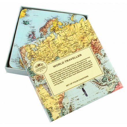 Vintage Atlas World Traveller Coasters Set 4          