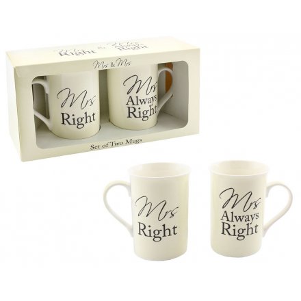 Mrs & Mrs Right Mugs Set Of 2       
