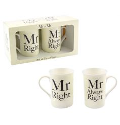 Set of two Mr Right mugs with popular design