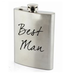 Silver hip flask with Best Man text