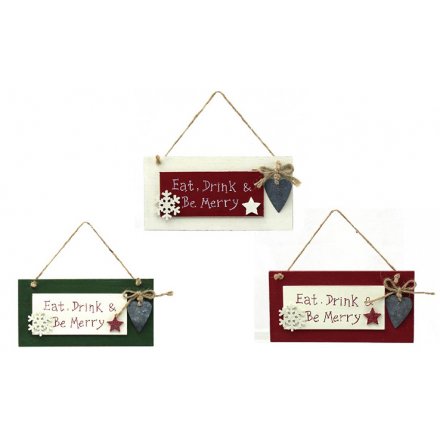 Wooden Christmas Plaques, 3 Assorted