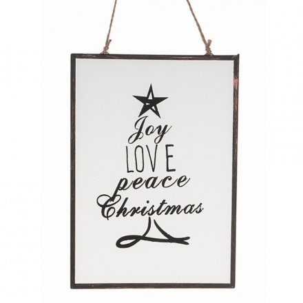 Joy Love Christmas Glass Plaque