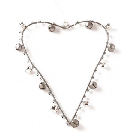 Silver Metal Heart With Bells