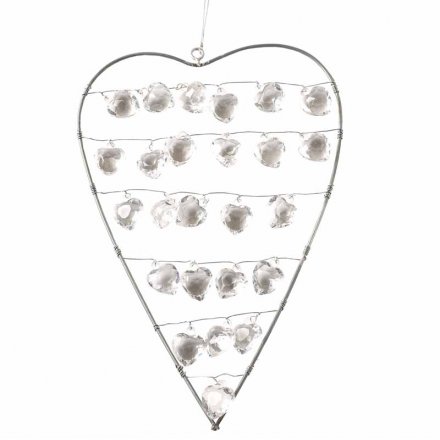 Silver Metal Heart With Crystals