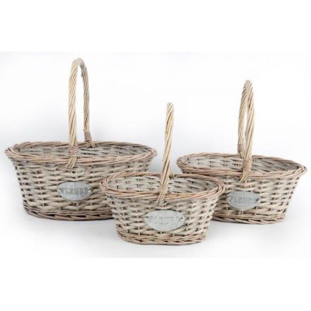 Set of 3 Wicker Planter Baskets