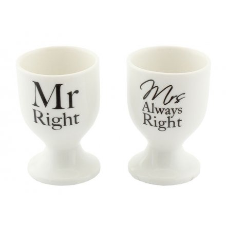 Mr & Mrs Right Egg Cups Pair