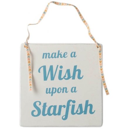 Hanging Wooden Sign Make A Wish 21cm