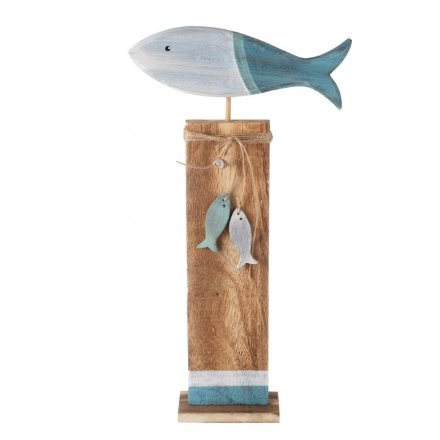 Standing Wooden Fish Ornament