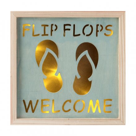 LED Wooden Flip Flops Welcome Sign 25.5cm