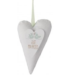Hanging Just Married fabric heart