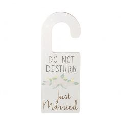 White wooden hanger with Just Married design