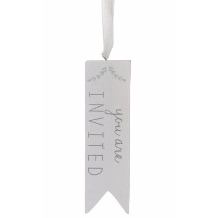 You Are Invited Wooden Hanging Tag With Ribbon