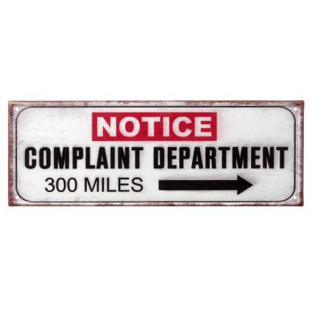 Notice Complaint Dep. Metal Plaque