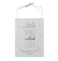 Hanging wooden sign with popular Love quote