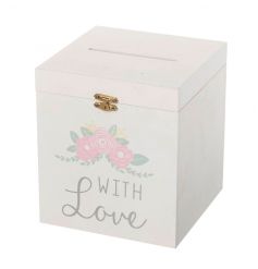 Wooden storage box with floral Love design
