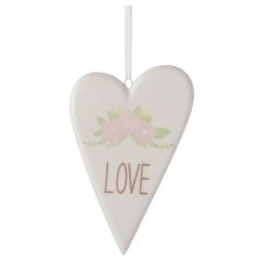 Hanging heart decoration with floral Love design