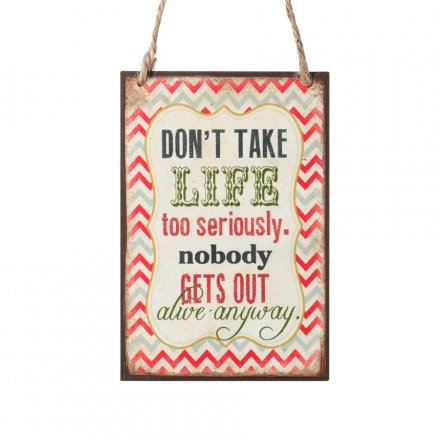 Too Seriously Hanging Wooden Plaque