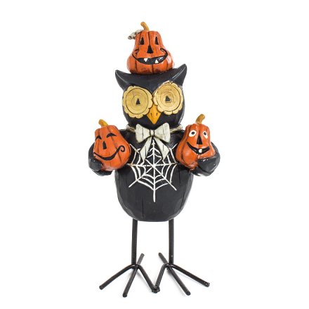 Black Owl With Pumpkin Halloween