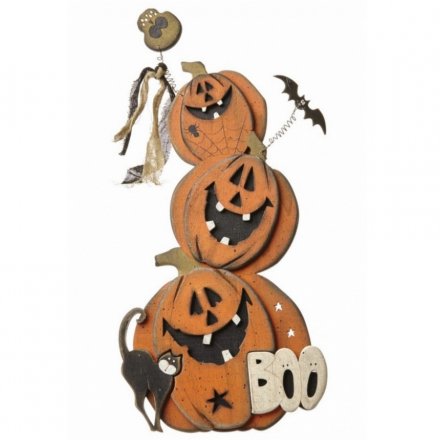 Wooden Shabby Pumpkin Boo Sign Halloween