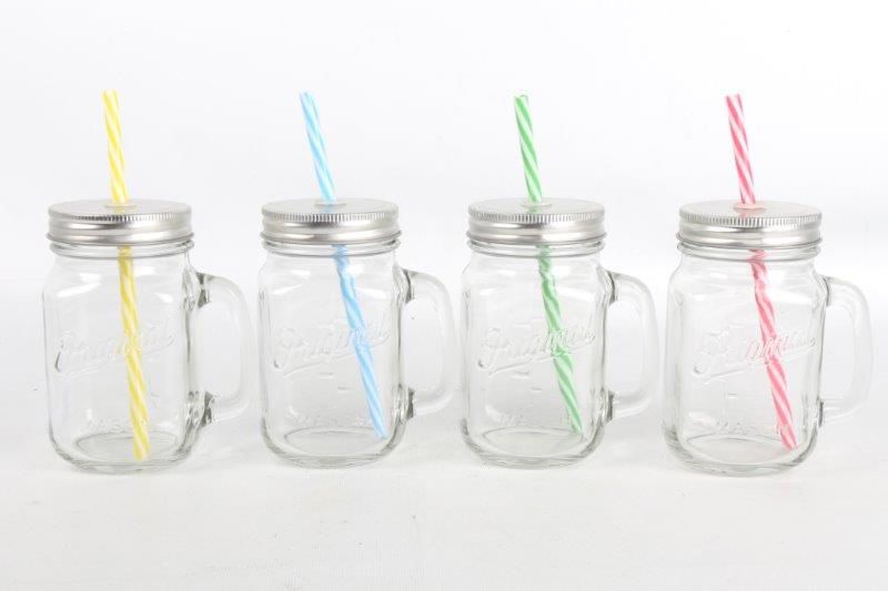 KI6371A / Glass Drinking Jars With Straws 27639 Interior Decor