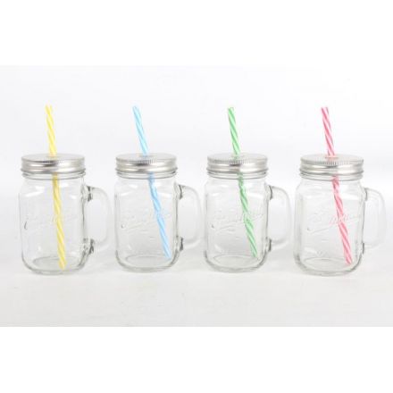 Glass Jar With Straw