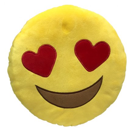 Heart Eyes Emoji Plush Cushion Embroidered 30 cm