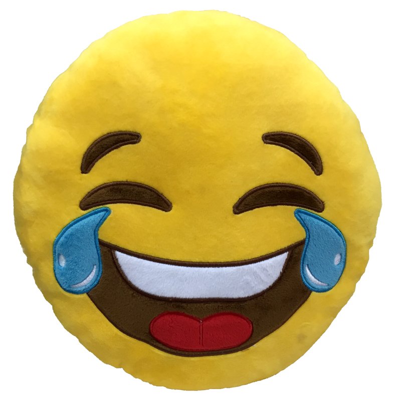 Laughing Emoji Plush Cushion Embroidered 30cm 27666 Homeware