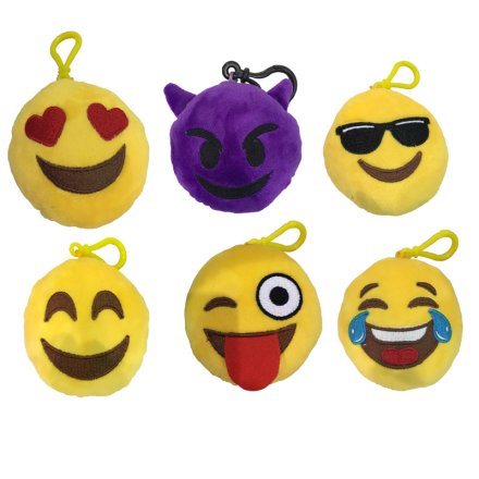 Emoji Sound Plush Keyrings 6 Asstd