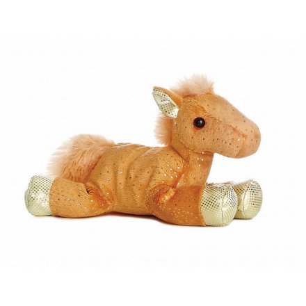 An Orange & Gold Flopsie Horse Soft Toy