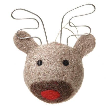 Wool Reindeer Head Hanging Decoration