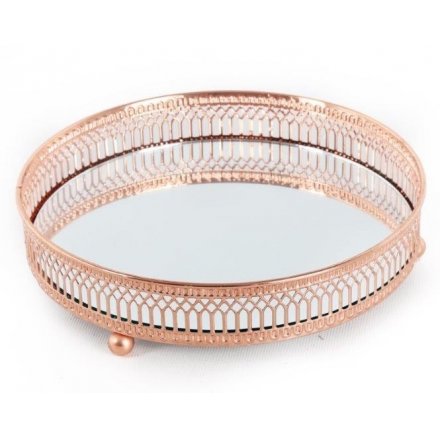 Copper Mirror Candle Plate
