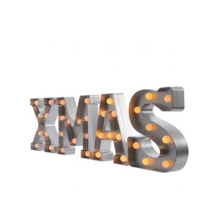 LED Large Silver Light Up Letters XMAS