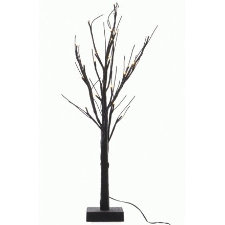 Light Up LED Black Glitter Tree, 60cm